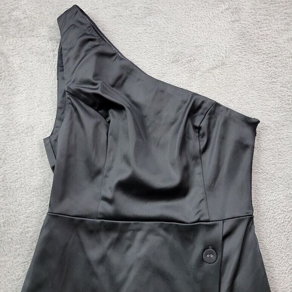 Lulus Dress Womens‎ Small Black Satin Sheath Bodycon Evening Cold Shoulder - Picture 6 of 16